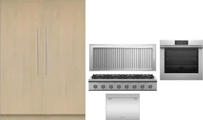 6 Piece Package Includes Refrigerator, Freezer, Cooktop, Wall Oven, Hood And Dishwasher